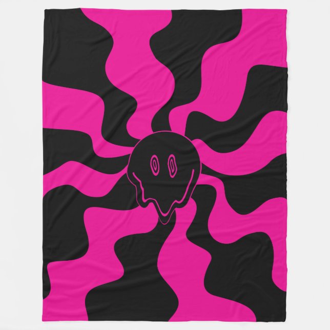 Smile Melt - Magenta och svart Fleecefilt (Framsidan)