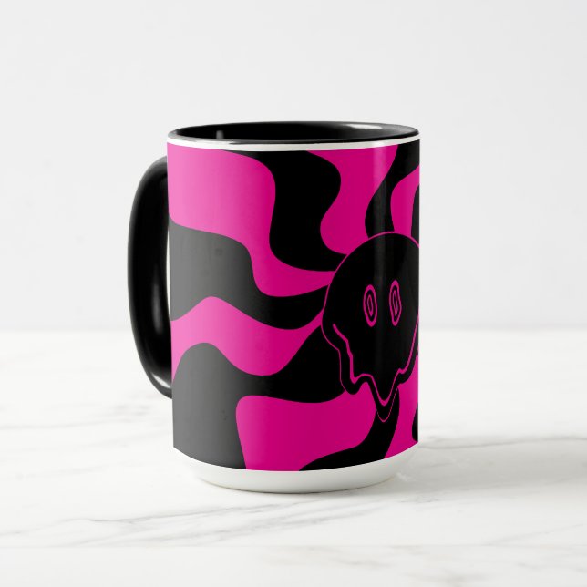 Smile Melt - Magenta och svart Mugg (Framsida vänster)
