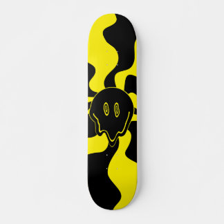 Smile Melt Retro Svart och Gul Mini Skateboard Bräda 18,5 Cm