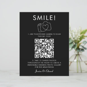 Smile Memorandumfoton Qr Code Black Chic Bröllop