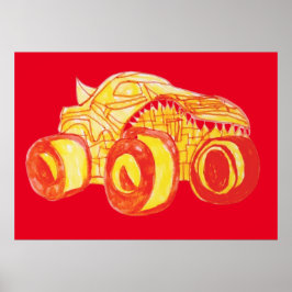 Smile Monster Lastbil Rally Födelsedagsfest Poster