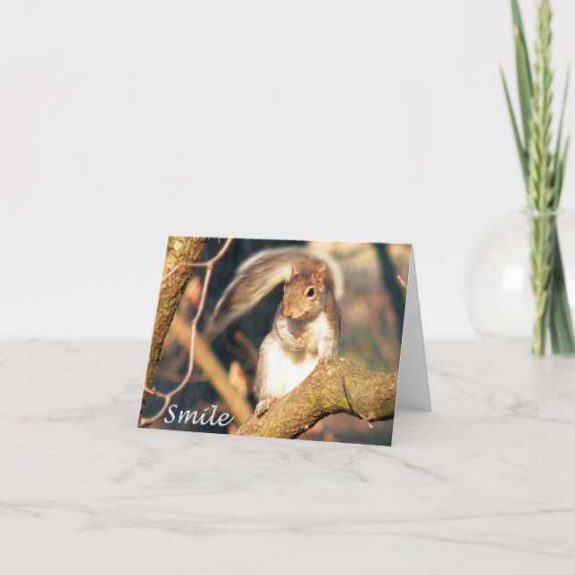 Smile Mr. Squirrel Note Card Kort (Framsida)