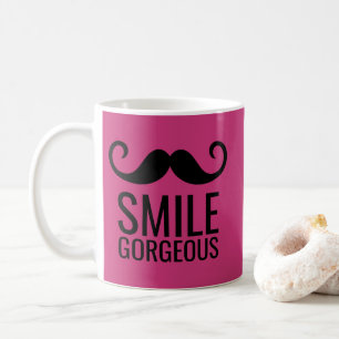 SMILE Mustache Coffee Mugg ANY Base FÄRG