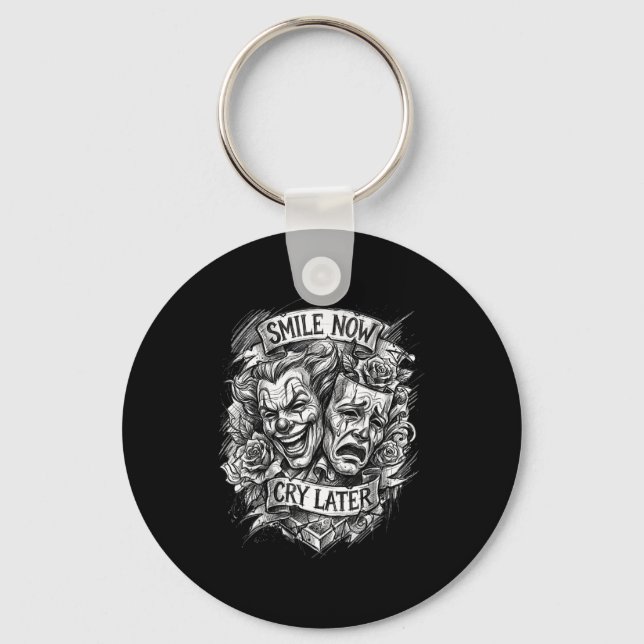Smile nu gråt senare teater masker  nyckelring (Framsida)