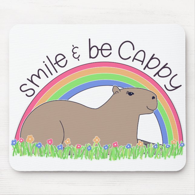 Smile och Be Cappy söt lycklig-kapybara Musmatta (Framsidan)