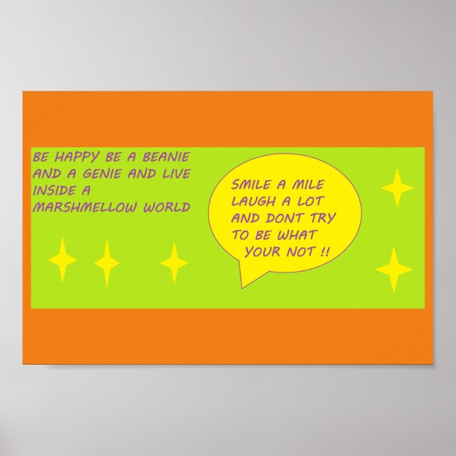 Smile och vara lycklig poster skriv ut tema Beanie (Framsidan)