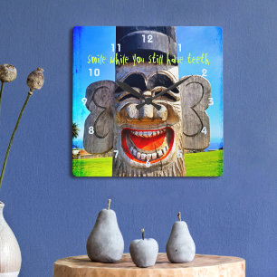 "Smile" Offert Roligt Fånig Laughing Teeth Ansikt Fyrkantig Klocka