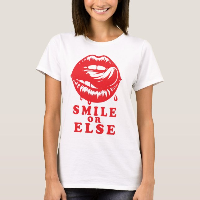 Smile or Else: Halloween Lips Tee (Framsida)