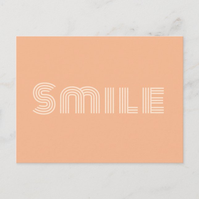 Smile | Peach Orange Modern Quote Lycklig Positive Vykort (Framsida)