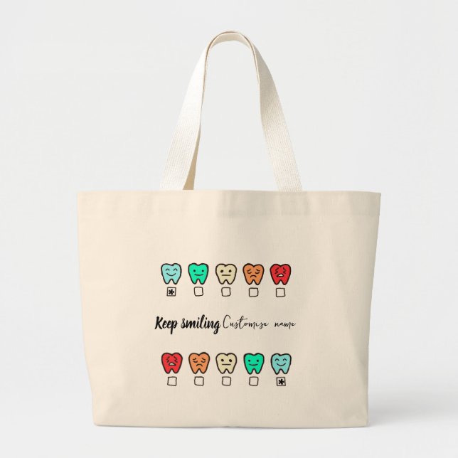  Smile" Personalized Tote Bag - dental gift Jumbo Tygkasse (Framsidan)