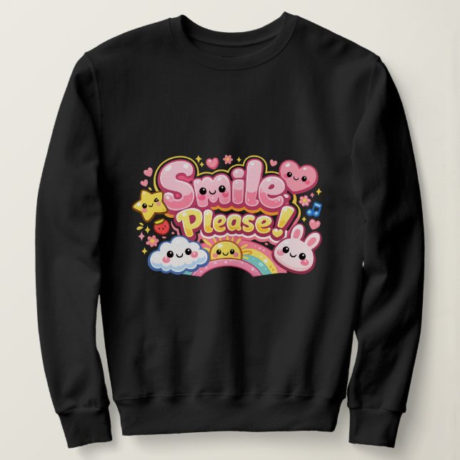 Smile Please text kawaii stil T Shirt (Design framsida)