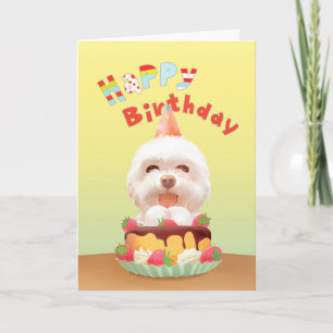Smile Pup: Grattis på födelsedagen Bichon & Tårta Kort