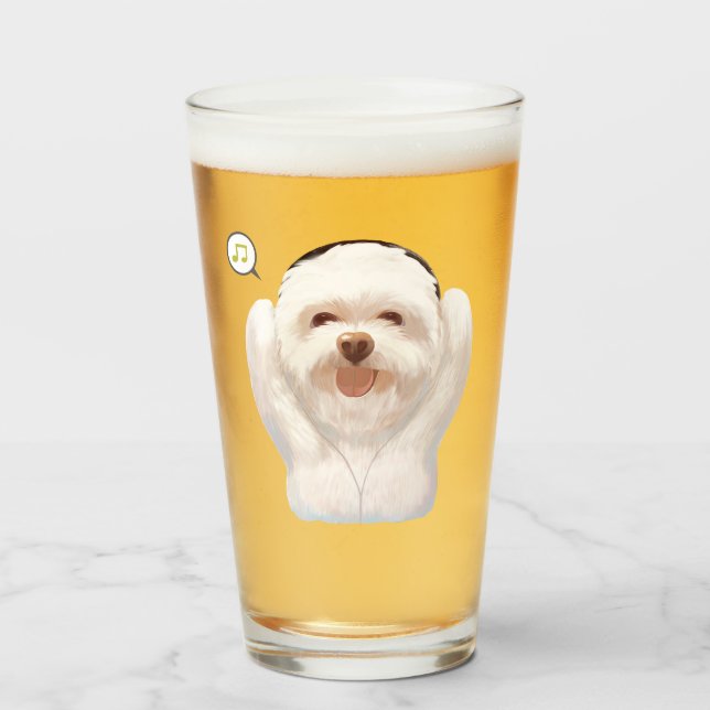 Smile Pup: Musik Vibbar Leende Bichon Konst Glaskopp (Framsida fylld)