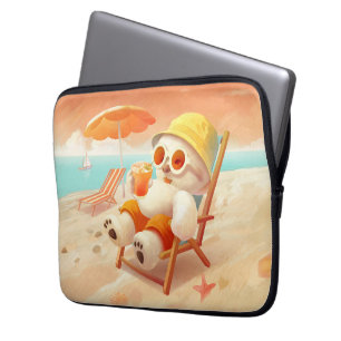 Smile Pup: Strandläge På Leende Bichon Frise Laptop Fodral
