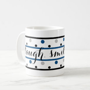 Smile Quote Blue Silver Black Polka dots Kaffemugg