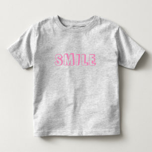 "Smile" rosa brev grått T Shirt