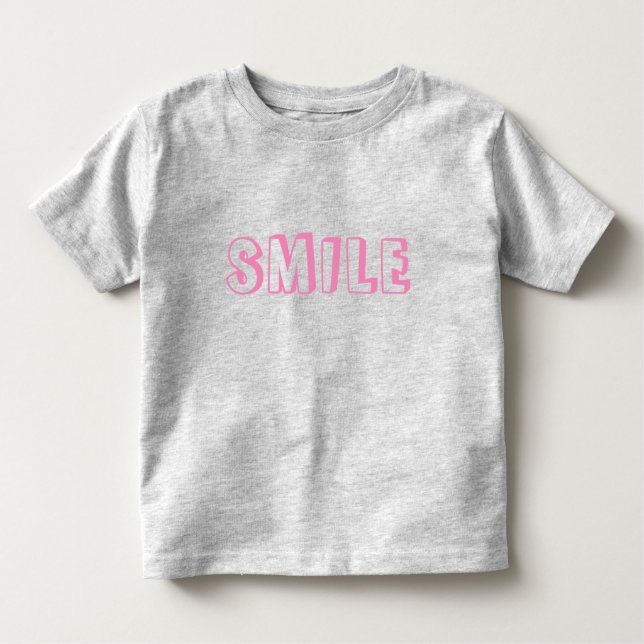 "Smile" rosa brev grått T Shirt (Framsida)