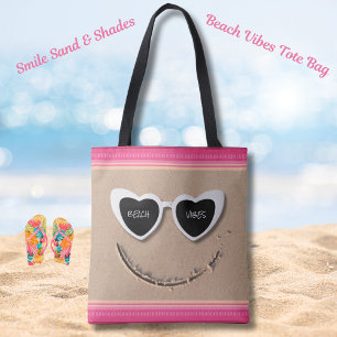 Smile Sand & Shades Beach Vibes Sommar Totebag Tygkasse