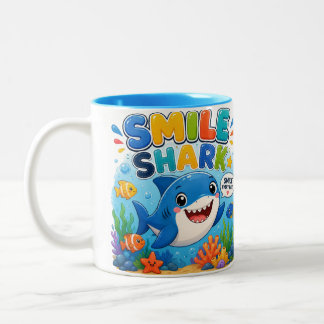 Smile Shark | Söt Glad Haj Tecknad Design Två-Tonad Mugg