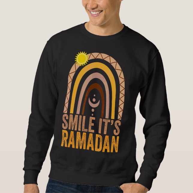 Smile sin Ramadan Eid Mubarak Islamic Ramadan Rai Lång Ärmad Tröja (Framsida)