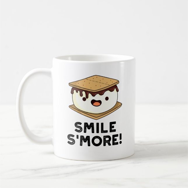 Smile Smore Funny Sweet Food Pun Kaffemugg (Vänster)