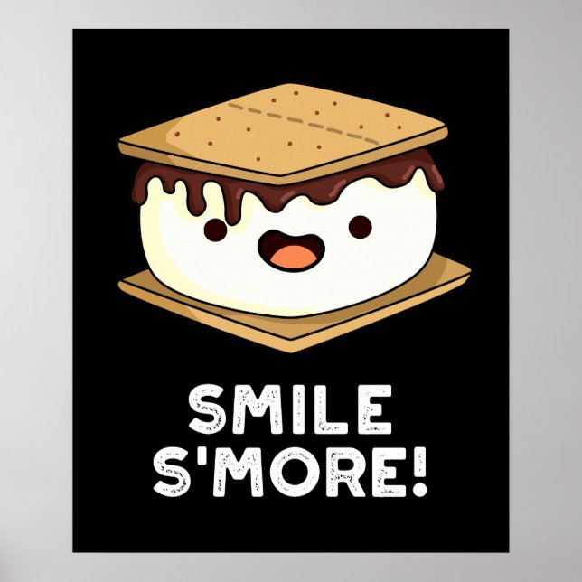 Smile Smore Funny Sweet Food Pun Mörk BG Poster (Framsidan)