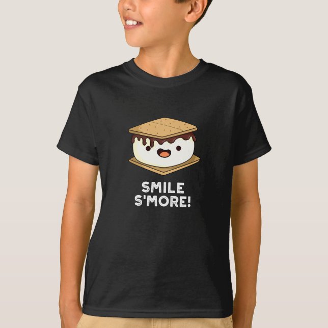 Smile Smore Funny Sweet Food Pun Mörk BG T Shirt (Framsida)