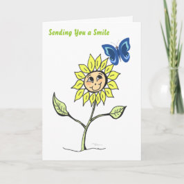 Smile Solros Butterflies Cheup Greeting Card Kort