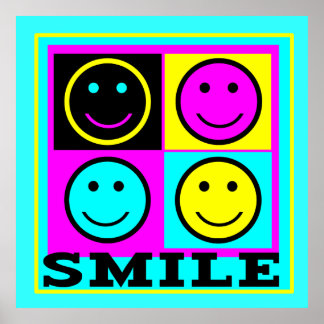 SMILE söt CMYK Ansikte Poster