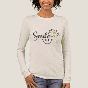 Smile Sunflower Linje Konst Dam Tri-Blend Långär T Shirt