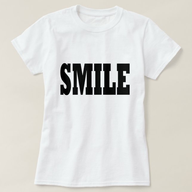 SMILE Svart Slogan Typografi T-shirt (Design framsida)