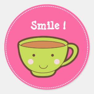 Smile! Tea Kopp Stickers Runt Klistermärke