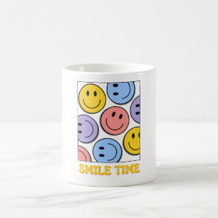 Smile Time, färgfull Smile Emoji Kaffemugg