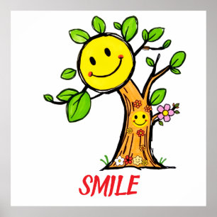 "Smile Träd" Positive Vibes Poster
