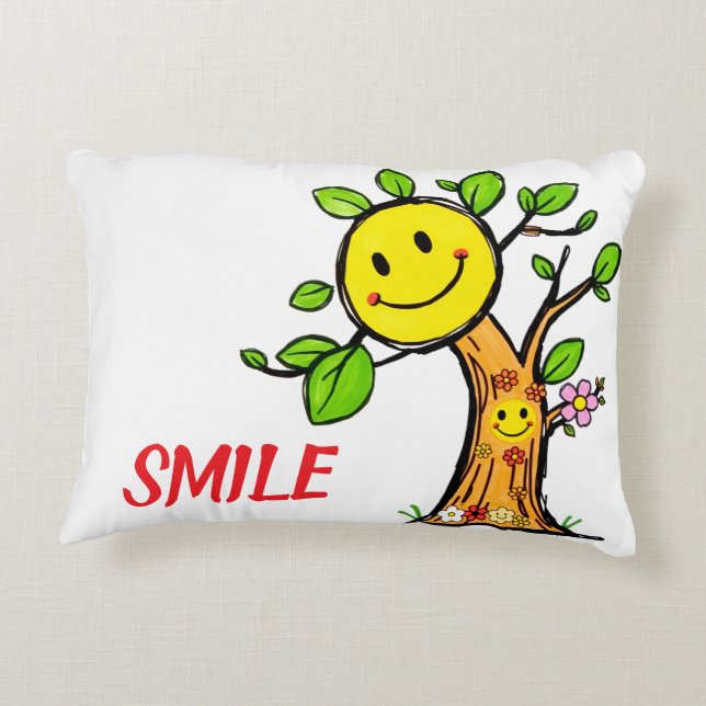"Smile Träd" Positive Vibes Prydnadskudde (Baksidan)