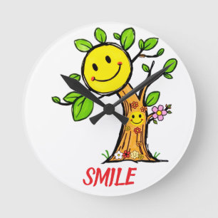 "Smile Träd" Positive Vibes Rund Klocka