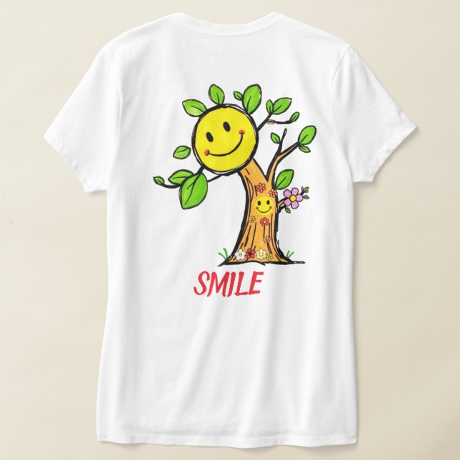 "Smile Träd" Positive Vibes T Shirt (Laydown Baksida)