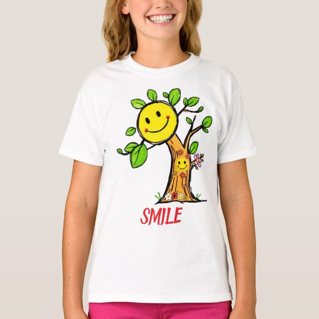 "Smile Träd" Positive Vibes T Shirt (Framsida)