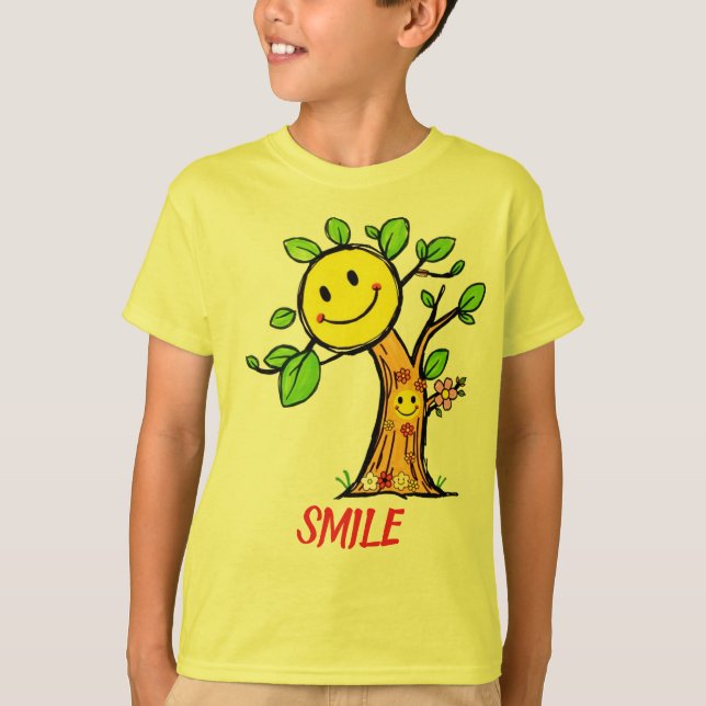 "Smile Träd" Positive Vibes T Shirt (Framsida)