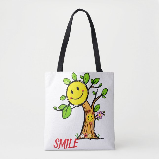 "Smile Träd" Positive Vibes Tygkasse (Framsida)