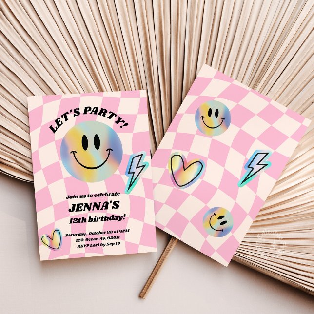 Smile Trendig Retro Birthday Inbjudningar (Skapare uppladdad)