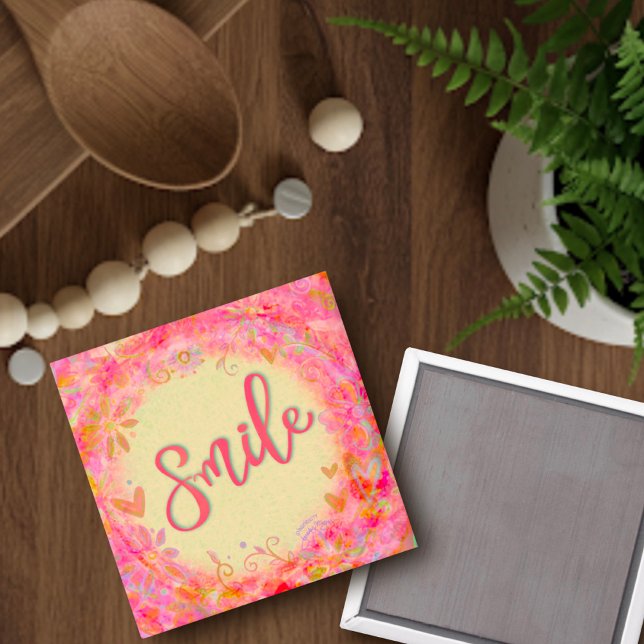 Smile Trendig Söt Blommigt inspiration Magnet (Skapare uppladdad)