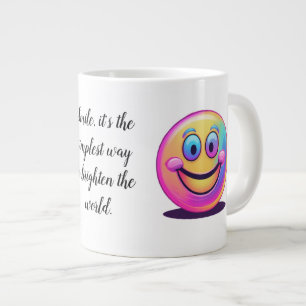 Smile - Upliiting Mugg med citat och Lycklig Ansik Jumbo Mugg