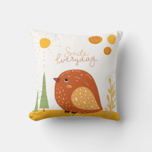 Smile Varje dag Boho Bird Sol Cute Kudde
