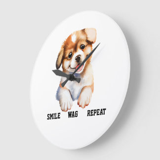 SMILE WAG REPEAT -CUTE DOG STOR KLOCKA