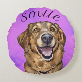 Smile With A Puppy keychain Round Pillow Rund Kudde
