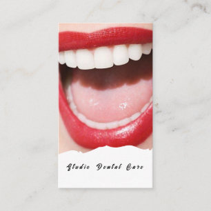 Smile Woman Healthy White Teth Dental Business Ca Visitkort