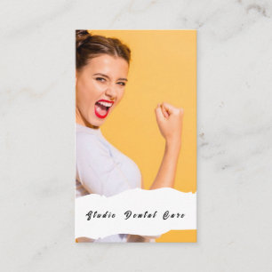 Smile Woman Healthy White Teth Dental Business Ca Visitkort