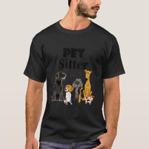 Smilehdesses funna Pet Sitter Hund and Cat Tecknad T Shirt