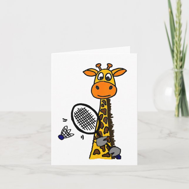 Smilemoreteesa Funny Giraffe Spelande Badminton Ca Kort (Framsida)